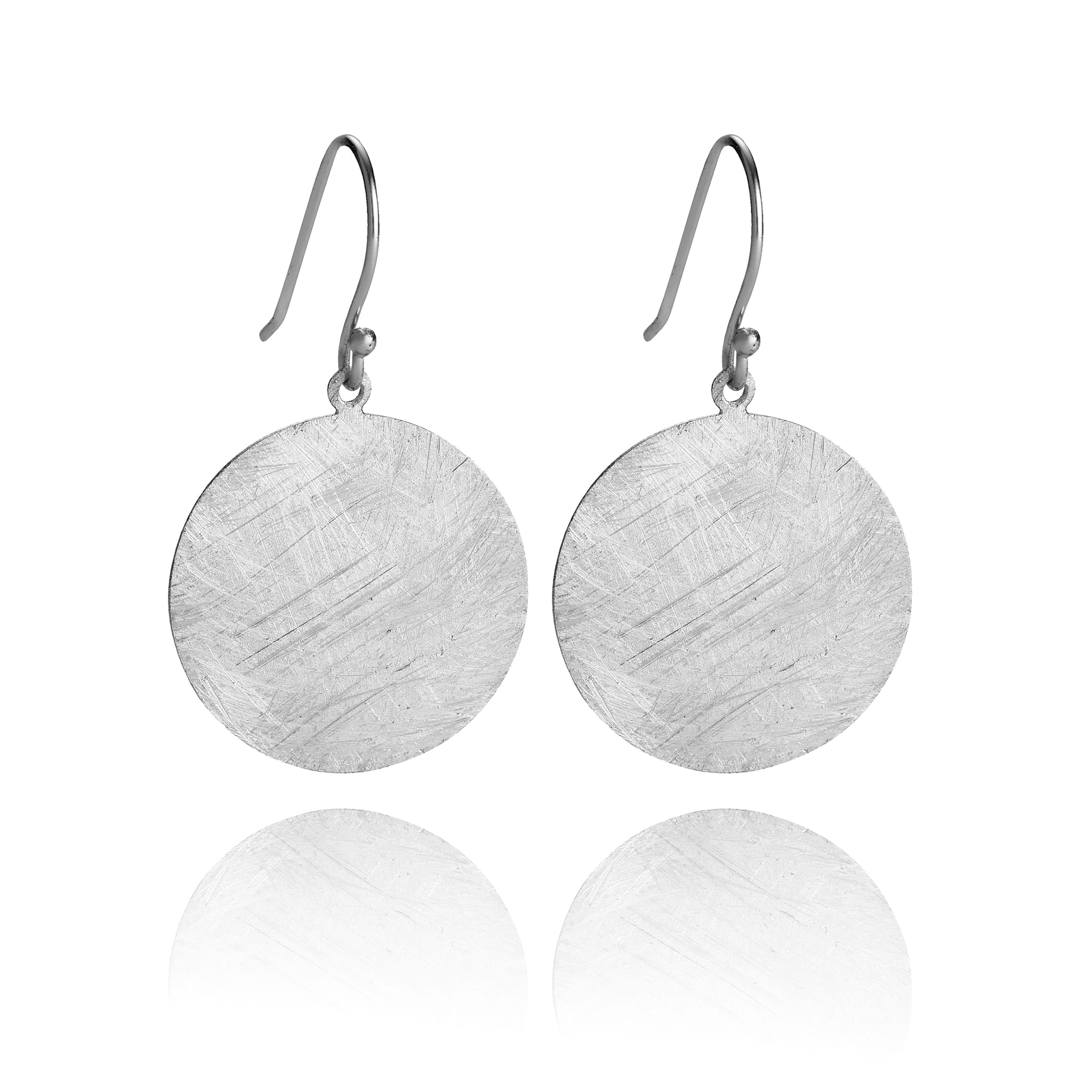 Large Brushed Silver Disc Earrings - The Makery Collection